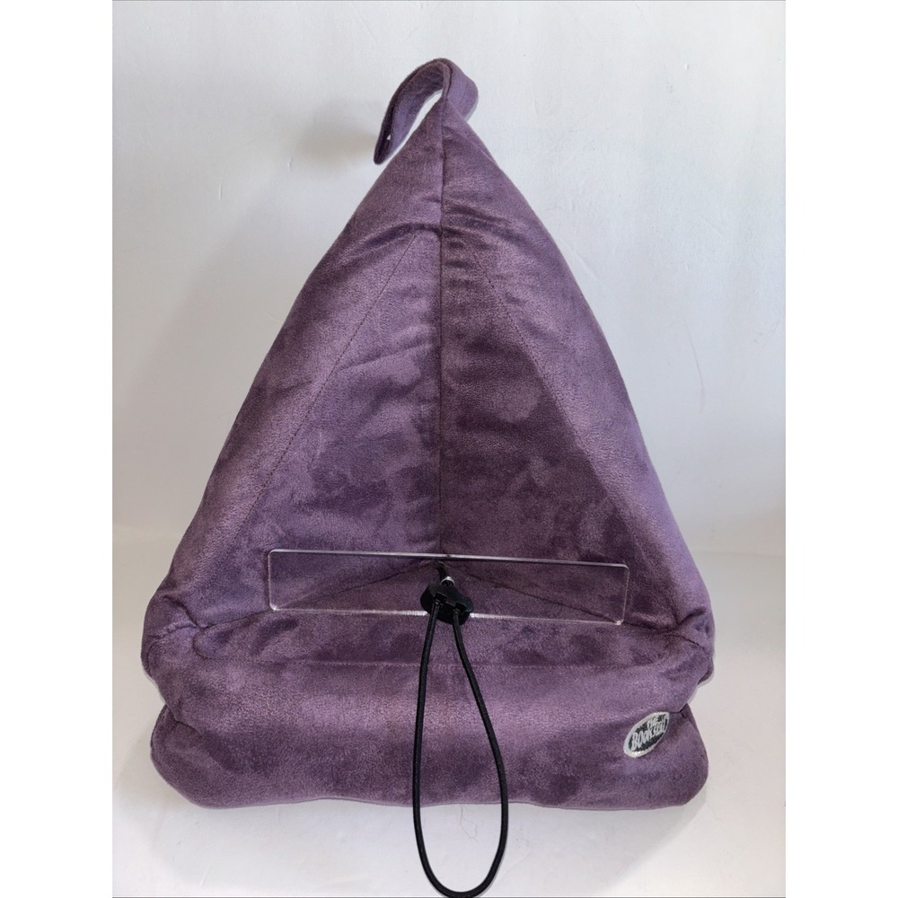 THE BOOKSEAT Book / Tablet Bean Bag Rest Holder Faux Suede Purple Rear Pocket